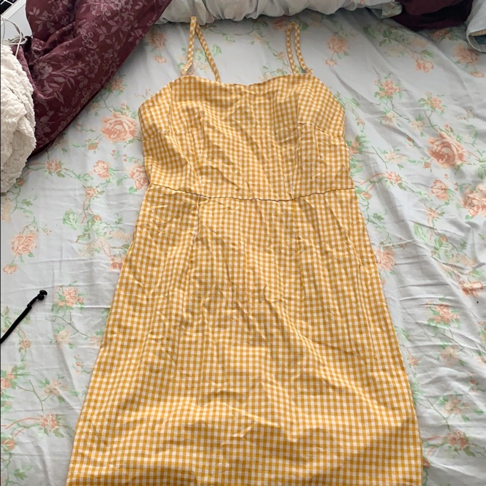 SHEIN Gingham Print Yellow Sundress